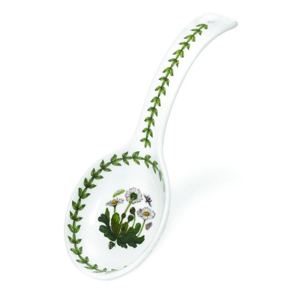 Portmeirion Botanic Garden 8.75" Spoon Rest | Daisy Floral Motif | Fine Porcelain | Chip Resistant Glaze | Dishwasher, Microwave Safe | Ideal for Kitchen Counter, Stove Top