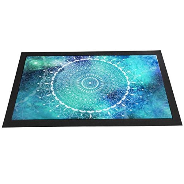 Mandala aqua boho, buddhism printed bar runner counter mat