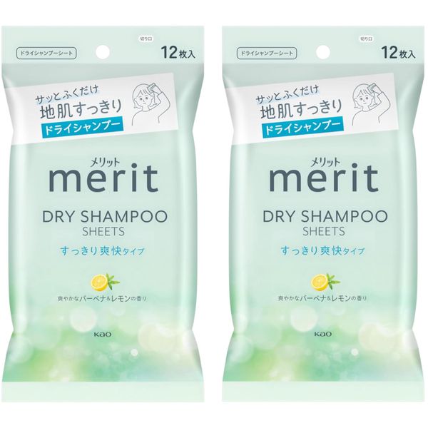 Merit Day Plus Dry Shampoo Sheet, White Green, 12 Sheets x 2 Packs