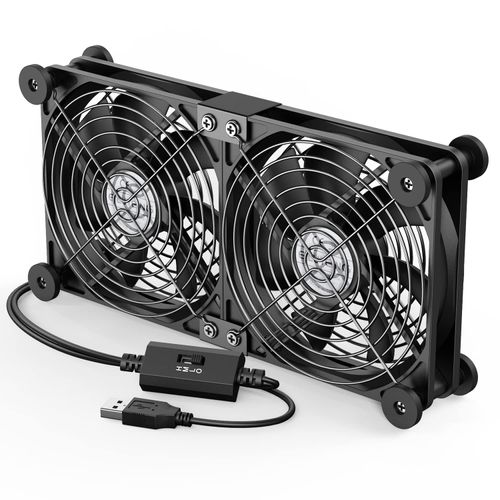 ELUTENG USB Fan 120 mm 5 V 2 in 1 with 3 Adjustable Speeds, Double USB Fan 120 mm PC Fan USB Computer Fan with 8 Shock Absorbing Feet for PS5 PS4 Laptop TV Box Router