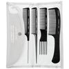 Olivia Garden Carbon + Ion™ Technical Combs Set, 4pcs+Pouch - High-Tech Carbon Comb for Precision Hair Cutting and Coloring, Ion-Charged