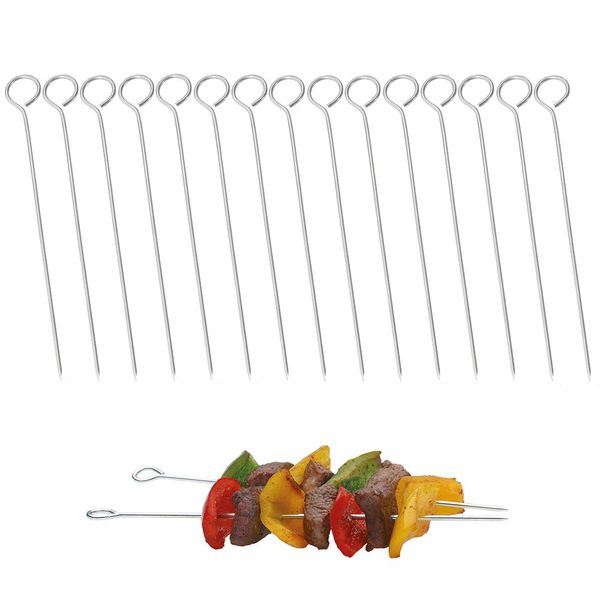 8 inch 100% Food-Grade 304 Stainless Steel Turkey Lacers, roll Needles, Meat Needles, Metal skewers, Cocktail skewers for Trussing Turkey and Poultry (15Pack)