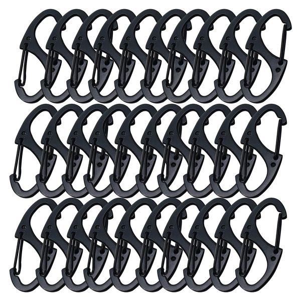 Bytiyar Small Carabiner Clips 1.6 inch(41mm) Metal Double Sided Spring Gate Snap Hooks Keychain Clasp Accessories, 30 Pcs Black