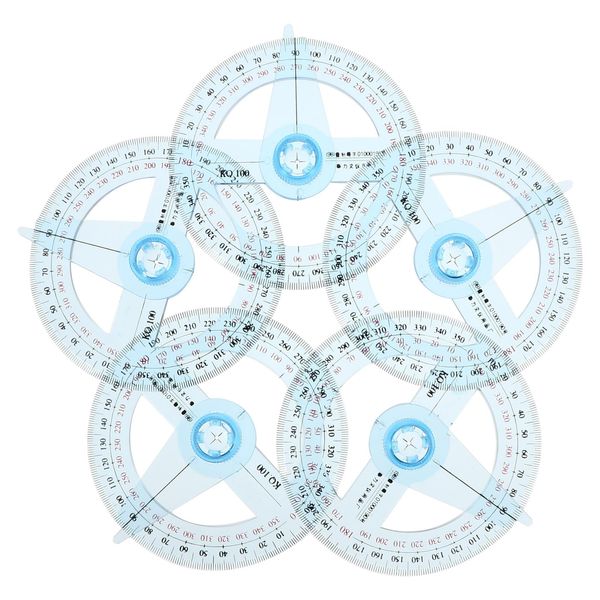 Hemobllo 360° Protractor - 5 Pcs 360 Degree Swing Arm Protractor Plastic Circle Protractor with Swing Arm Protractor Ruler Drafting Tools Circular Protractor Set for Geometry