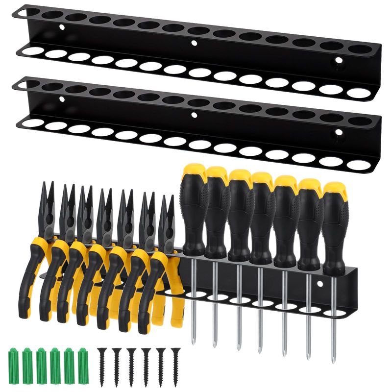 2 Pcs Screwdriver Plier Organizer Wall Mount, Screwdriver Rack, Metal ...