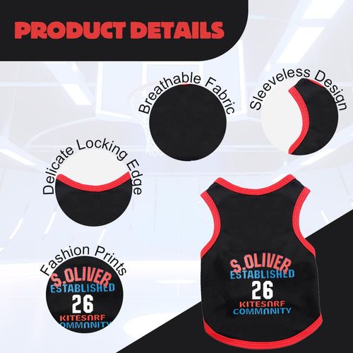 Vavious Dog Shirt Dogs Basketball Mesh Breathable T-Shirt Black Color Block Dog Outfit Pet Lightweight Quick Dry Sportswear Funny Stretchy Vest for Small Dogs X-Small