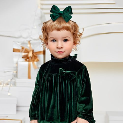 ONENINEDREAM Christmas Baby Bows Handmade Velvet Headbands Tied Bow Elastic Nylon Hair Accessories for Baby Girls Newborn Infant 2 Pcs Christmas Gift Red Green