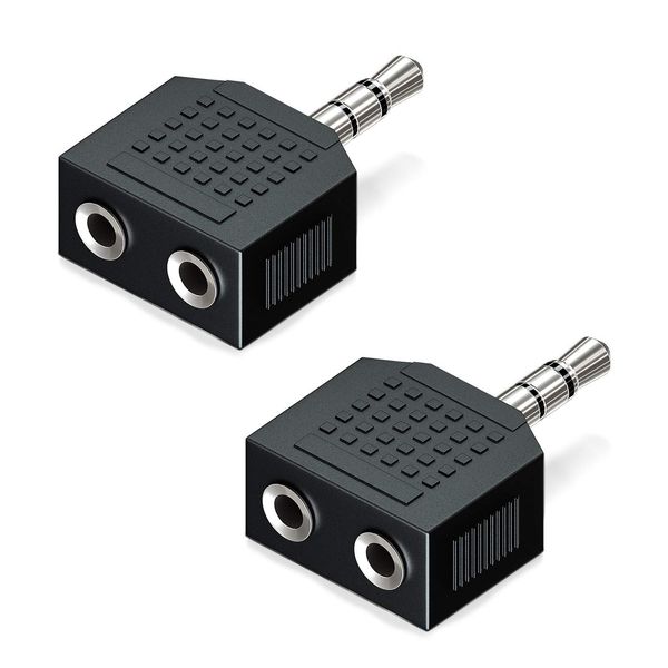 deleyCON 2 Stück 3,5mm Klinke Stereo Audio Adapter Verteiler 1x 3,5mm Klinke Stecker zu 2X 3,5mm Klinke Buchse Klinken Splitter Weiche HiFi Receiver Heimkino