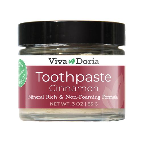 Viva Doria Fluoride Free Natural Mineralizing Toothpaste - Cinnamon (3 oz Glass jar)