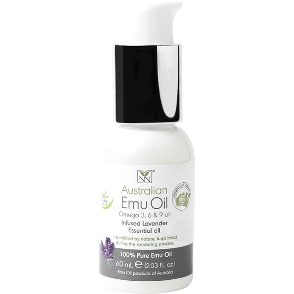 Emu Oil Pure Skin Moisturizer - Nail, Body, Face, Scalp & Hair Moisturizer with Omega 3, 6, 9, Vitamins, & Minerals - Australian Emu Oil for Skincare by Y-Not Natural - 60mL, Lavender