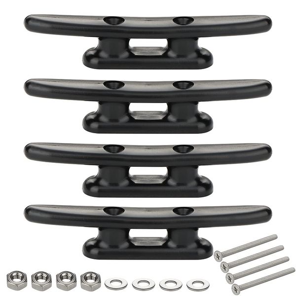 VTurboWay 4 Pack 5" Nylon Boat Cleat Dock with Stainless Steel Screws, Black