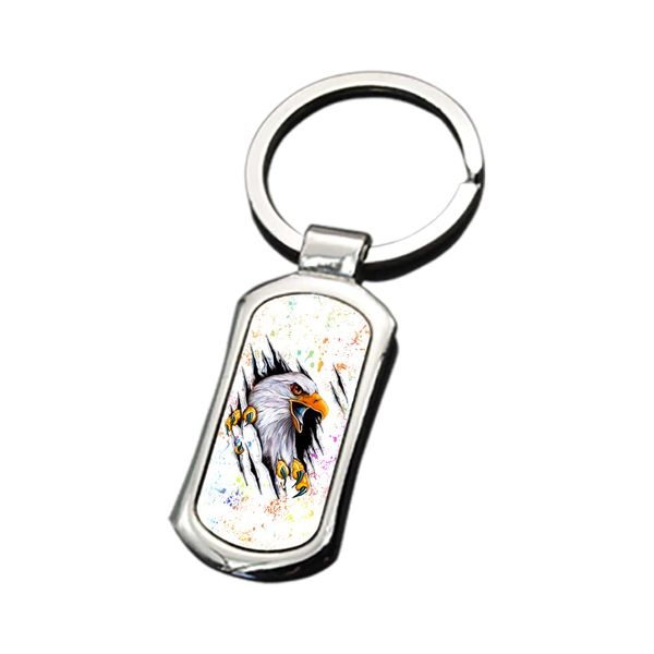 Getagift Eagle Design Water Colour Painting Rainbow Art Birthday, Christmas, Secret Santa Rectangular/Round Key ring. (Rectangular)