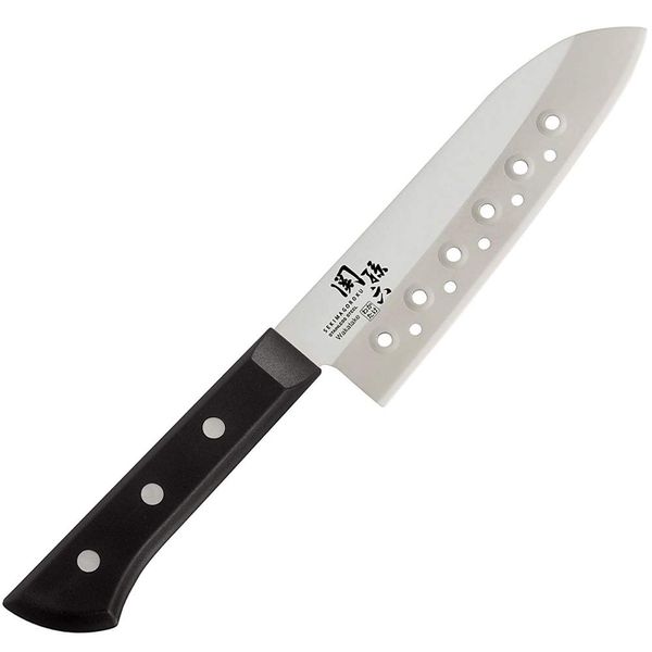 KAI Corporation AB5419 Sekimagoroku Wakatake Santoku Knife, With Holes, 6.5 inch (165 mm), Made in Japan, Dishwasher Safe