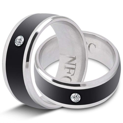 Vikye Smart Ring, Built-in Ultra-Sensitive NFC Chip, Metal Material Easy to Use NFC Smart Ring, for Mobile Phone(size7)