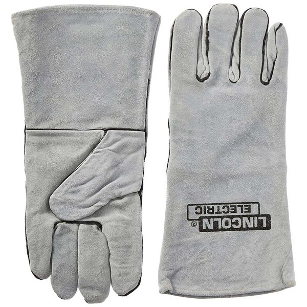 Lincoln Electric Leather Welding Gloves KH641, Premium Hand Protection from Welder and Cutting Torch Heat, Commercial Quality, Cotton Lined, Gauntlet Cuff, Unisex, Grey, One Size