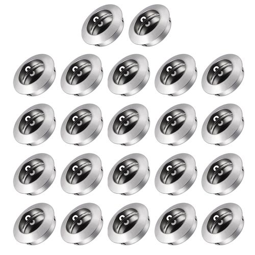 METALLIXITY Closet Door Finger Pulls (35mm/1.38") 22Pcs, Stainless Steel Snap-in Circular Closet Door Pulls - for Drawer Sliding Door, Silver Tone