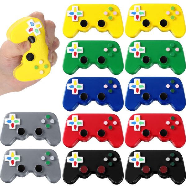 Wettarn Video Game Party Favors Gamer Video Game Controller Shaped Stress Toys Classic Sensory Fidget Toys Gamer Stress Toys for Kids Adult(24 Pcs)