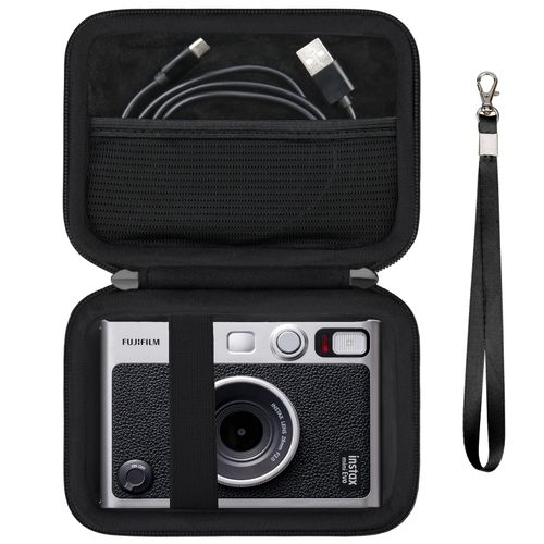 Supmay Hard Carrying Case for Fujifilm Instax Mini EVO Instant Camera, Instax Mini Printer Travel Storage Case with Mesh Pocket Can Store USB Cables, Film or Other Small Accessories, Black