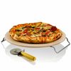 Ovente Ceramic Pizza Stone 13 Inch Oven Free Crust Cutter Wheel Beige BW10132