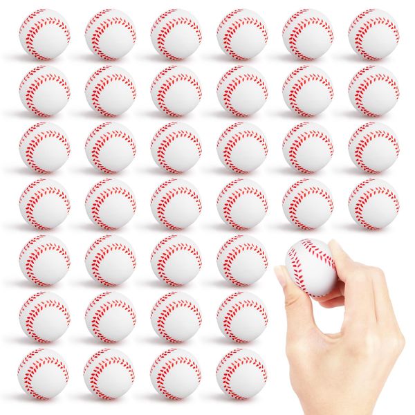 Mini Foam Baseballs Stress Ball 36 Pack Baseball Party Favors Small Sports Squeeze Ball Stress Relief Soft Baseball Toy for Boys Gift Baseball Party Supplies Classroom Goodie Bag Stuffers