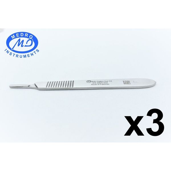 3x Handle No.3 Blade Holder, Scalpel Stainless Steel OR Dental Instruments