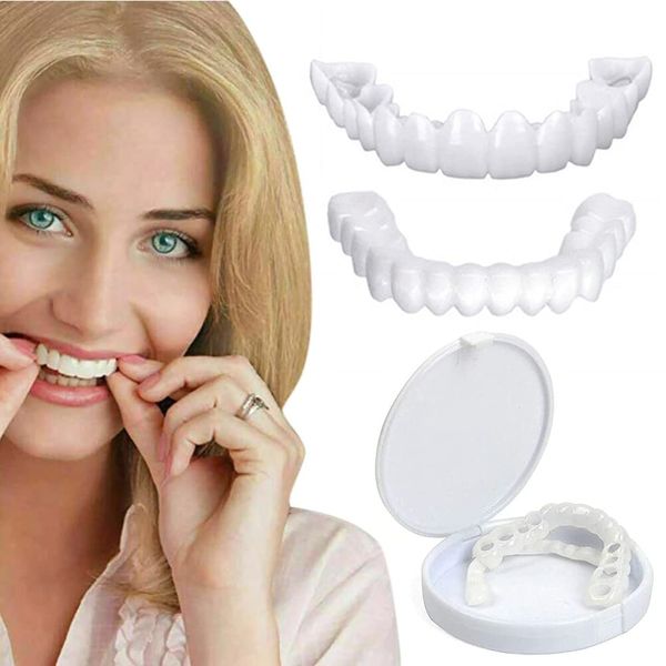 False Teeth Bottoms Reusable Snap-On Men Women Teeth Instant Perfect Smile Comfort Fit Flex Teeth Fit Whitening Smile Fake Teeth Cover