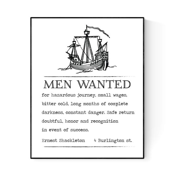 Ernest Shackleton Expedition Help Wanted Advertisement | Boat Art Print (8x10)