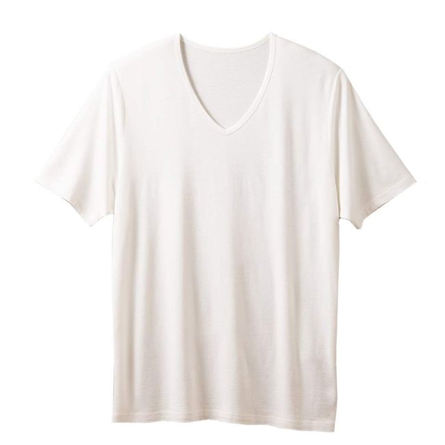 [TAKEFU Bamboo Fabric] New V-Neck T-shirt (Men's), Off-White, white (off-white)