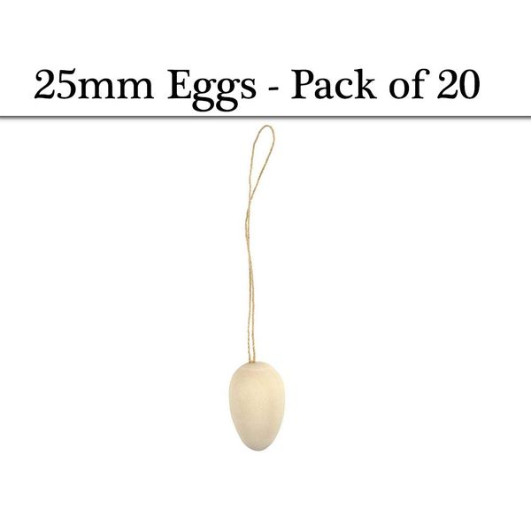 20 Mini 25mm Wooden Hanging Easter Eggs to Decorate