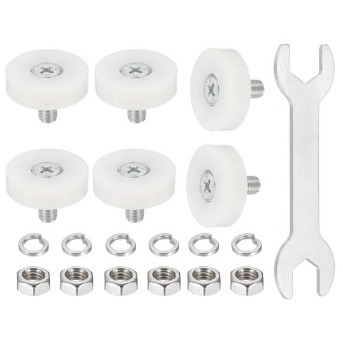 uxcell 25 mm Drawer Rollers Wheel Cabinet Positioning Sliding with Screw Washer Wrench for File Document Cabinets DIY Replacement Parts White, 6 Pcs