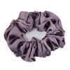 Bijin hair scrunchie satin three-layer pleats small flower motif aurora beads are the point purple