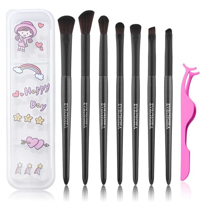 EVRCHGIEA Augenpinsel Pinselset Makeup Lidschatten Pinselset Makeup Blender Pinsel Pinselset Augen Pinselsets Blending Brush Augenpinsel Set Make up Pinsel Set Lidschattenpinsel (black 7)