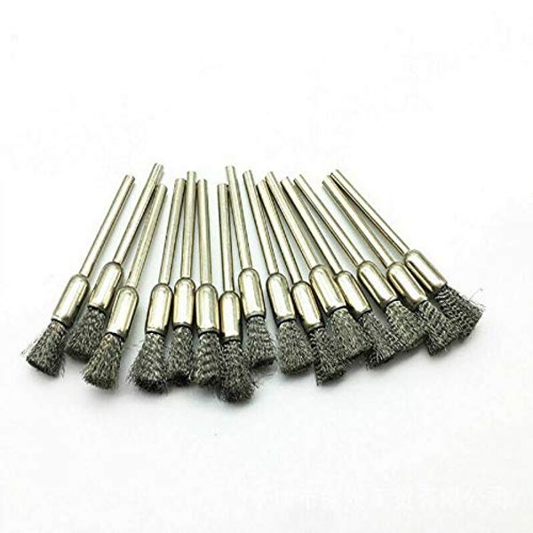 BE-TOOL Wire Brushes, Steel Wire Brush Steel Wire Brush Polishing Wheels Set Kit for Rotary Tool Drill Bit 3 Mode（15 pcs Pencil Wire Brush）