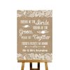 Burlap & Lace Effect No Seating Plan Sit Together Personalised Wedding Sign