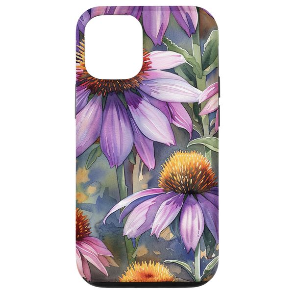 iPhone 14 Echinacea Flower Watercolor Pattern Graphic Case