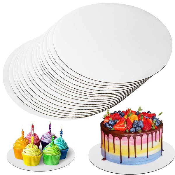 10 Stück Tortenunterlage Rund 20cm, Cake Board Weiß, Premium Tortenplatte Pappe für Kuchen und Torten