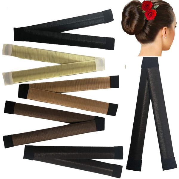 Hair Bun Maker Magic French Hairstyle Easy Snap Doughnut Styling DIY Bands (Dark Brown)