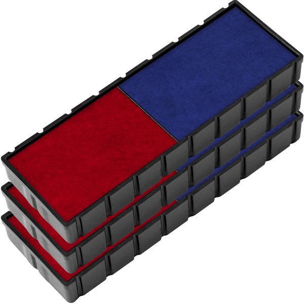 E/12 Replacement Pad Compatible for 2000 Plus Printer 12 - Water Based - Pack of 3 - Blue & Red (2 Colors)