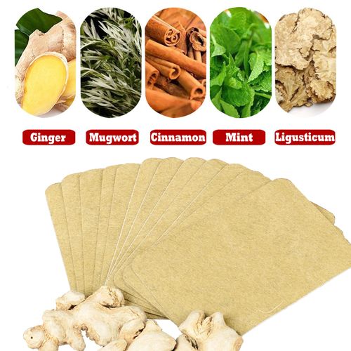 100Pcs Mugwort Ginger Patch for Pain, 艾灸贴 Pure Nature Moxa Sticker Chinese Traditional Herbal Paste Pads for Foot Neck, Shoulder, Waist, Feet, Joint, Hand Seniors Gift, 12 * 8cm, Pack of 10