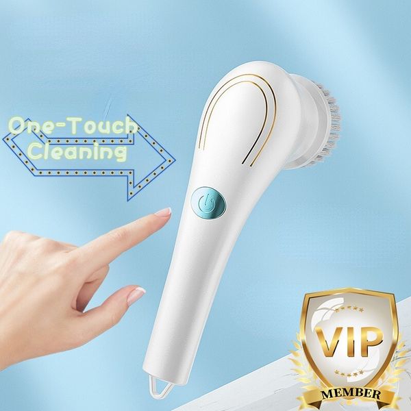 Electric Cleaning Brush Portable Scrub Brush Bring 5 Replaceable Brush Heads
