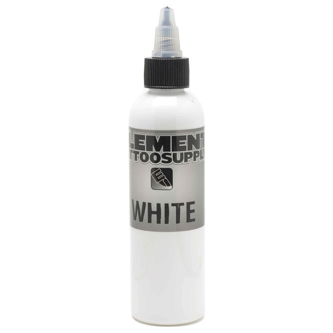 ELEMENT TATTOO SUPPLY - White Tattoo Ink for Tattooing - Bright Color Tattooing - Solid - Permanent - 4oz - Bottle (4)