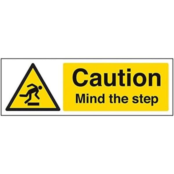 V Safety Warning General - Caution Mind The Step - 300 X 100mm