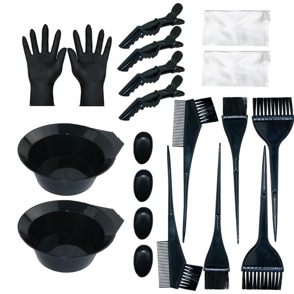 20Pcs Tools for Hair Colouring Kit, Hair Dying Tools Kit, DIY Beauty Salon Hair Bleaching Tools Kit, Hair Dye Bowl and Brush Kit, including Mixing Bowl, Ear Cover, Hair Shawl, Gloves, Hair Clips