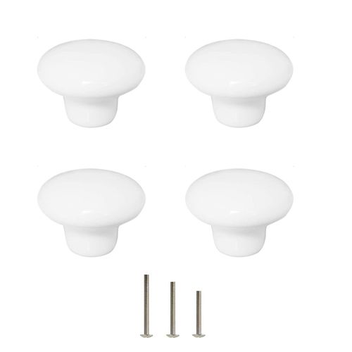 ShipeeKin 4X White Door Knob Cabinet Retro Round Ceramic Drawer Cupboard Kitchen Pull Handle 32mm