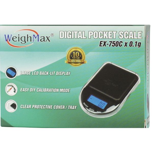 WeighMax Digital Pocket Scale EX-750C X 0.1g - Black