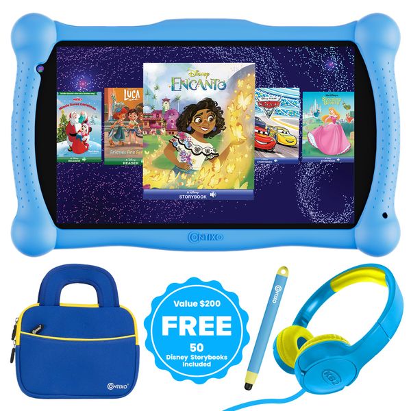 Contixo V10 7" Kids Tablet, Bluetooth Headphones, Tablet Bag, & Stylus Bundle - Blue