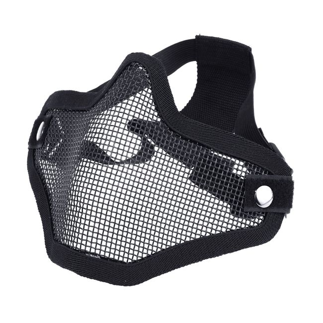 ArcEnCiel Tactical Steel Metal Mesh Half Face Mask (Black)