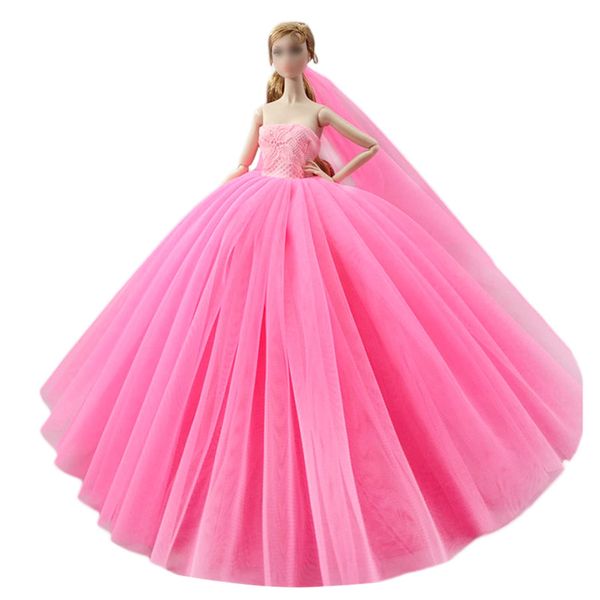 Bridal Doll Clothes Wedding Dress for 11.5inch Girl Doll Outfits Party Princess Gown 1/6 Dolls Accessories (Style H)