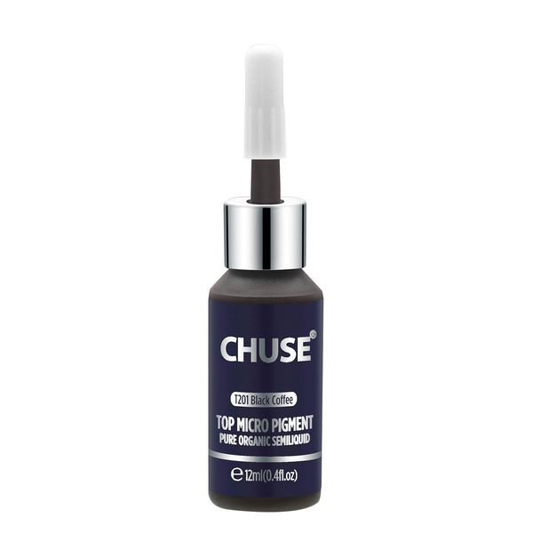 CHUSE T201 Microblading Micro Pigment Permanent Makeup Tattoo Ink Cosmetic Color Black Coffee Passed SGS,DermaTest 12ml (0.4fl.oz)