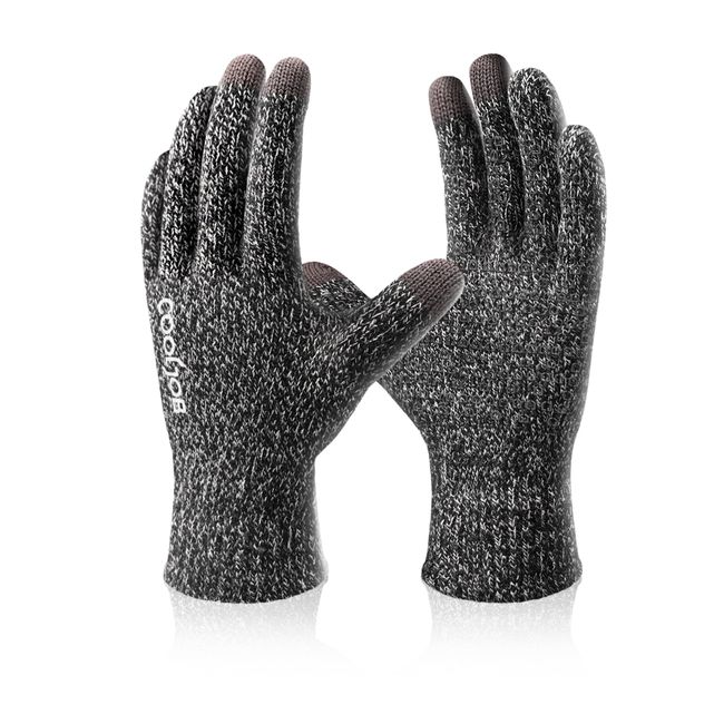 COOLJOB Handschuhe für Herren und Damen, Winter Warme Strickhandschuhe mit Touchscreen, Anti-Rutsch-Silikon-Punkte, Laufen, Fahren, Radfahren, Gehen, Wandern